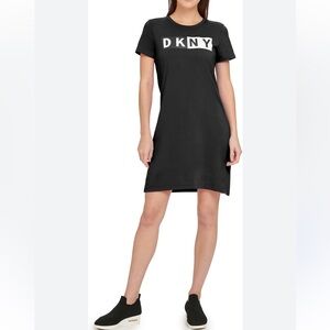 DKNY Women's Relaxed Short Sleeve Mini Logo T-Shirt Dress NWT Size M